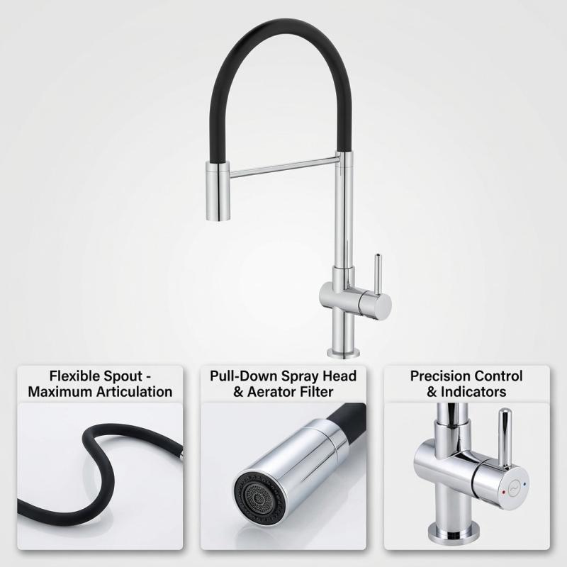 Aquanello Gastro Keukenmengkraan met Flexibele Uitloop Chroom CR-4400-GT